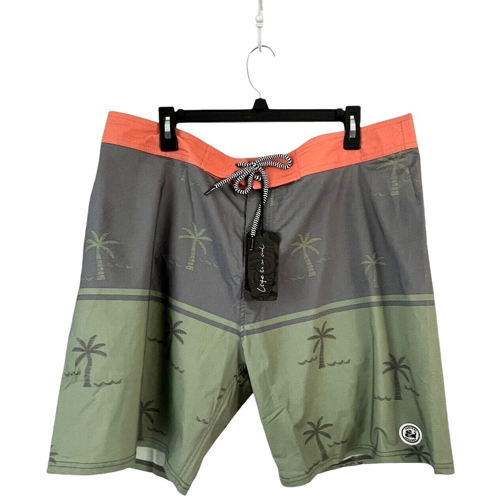 Surf Cuz NWT Men's Board Shorts Palm Trees 38/3XL Waist 40"